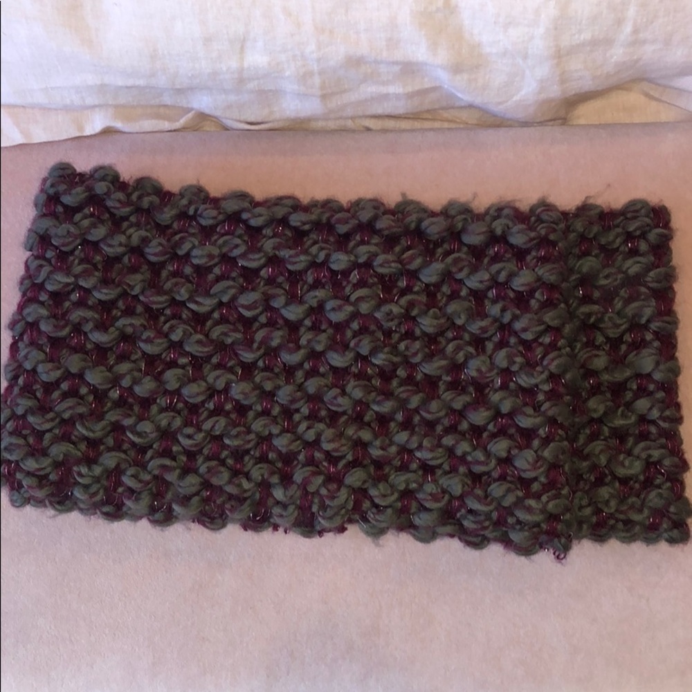 Maroon and Grey with Silver Sparkle Circle Scarf